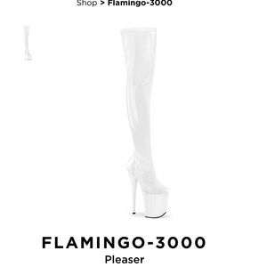 Pleaser Flamingo White Thigh High Boots